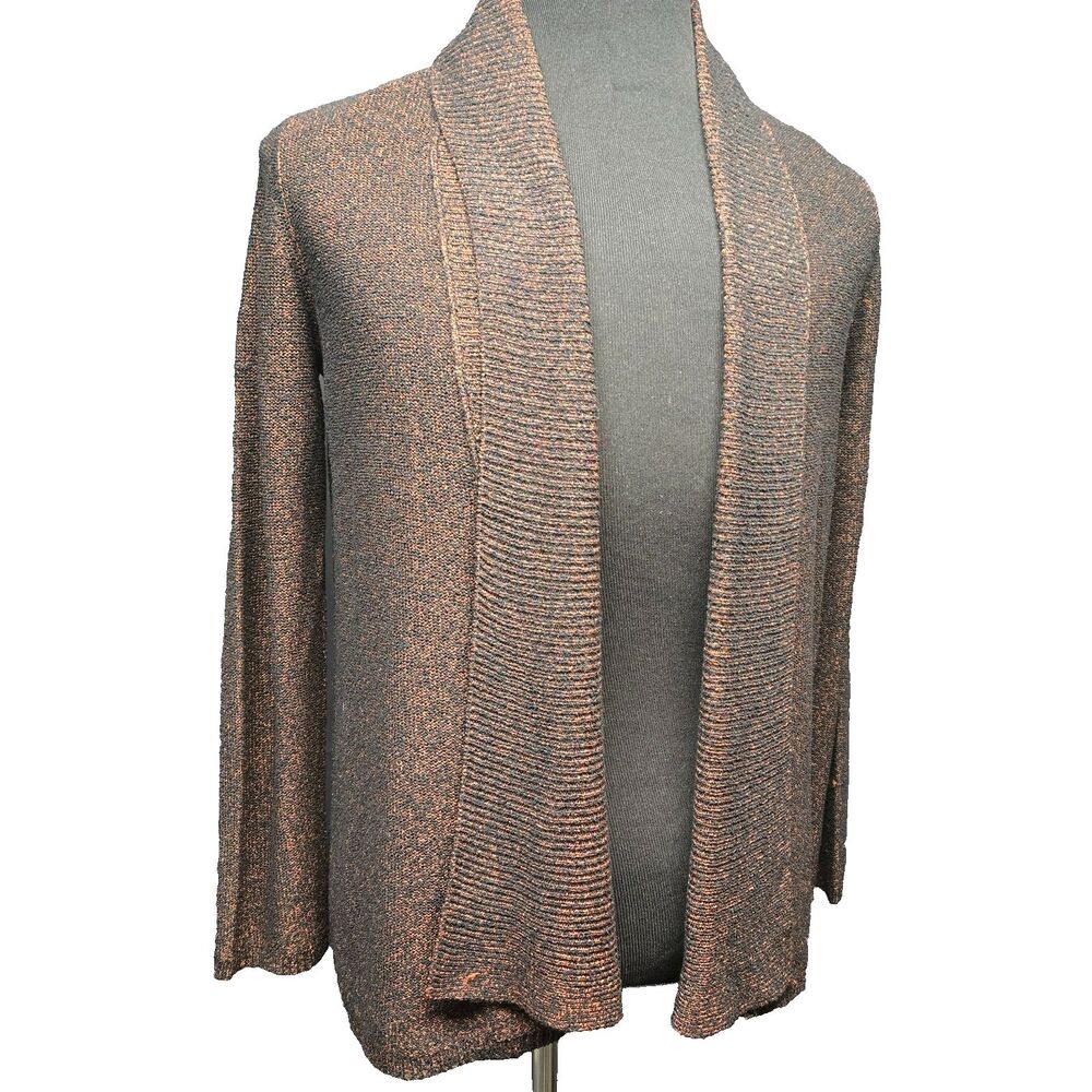 Chico’s Cardigan Sweater Size 0 (US 4/6) Brown Chocolate Silk Blend Open Jacket
